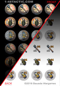 1-48 Tactic 24 Grenade Markers Punchboard